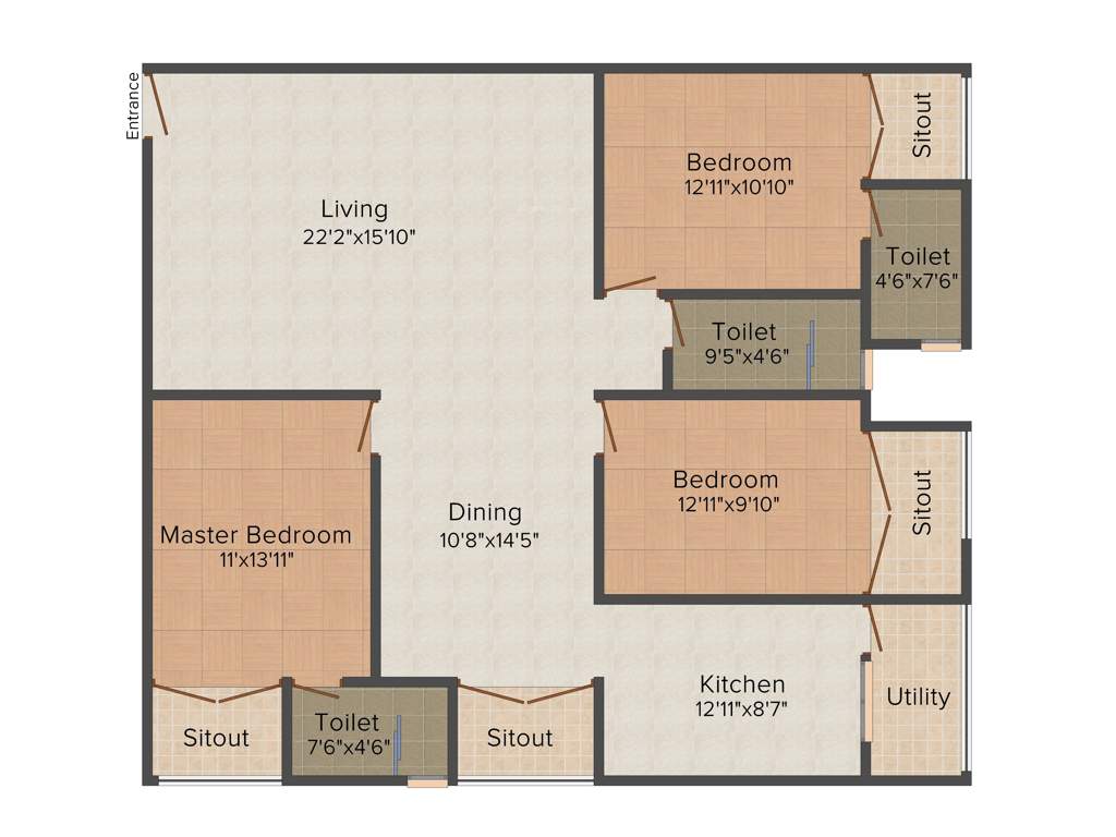 Vmaks Heights (3BHK+3T (1,869 sq ft) 1869 sq ft)