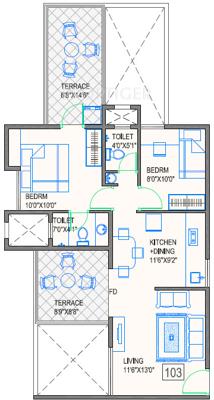 Gokhale Pushpanjali (2BHK+2T (928 sq ft) 928 sq ft)
