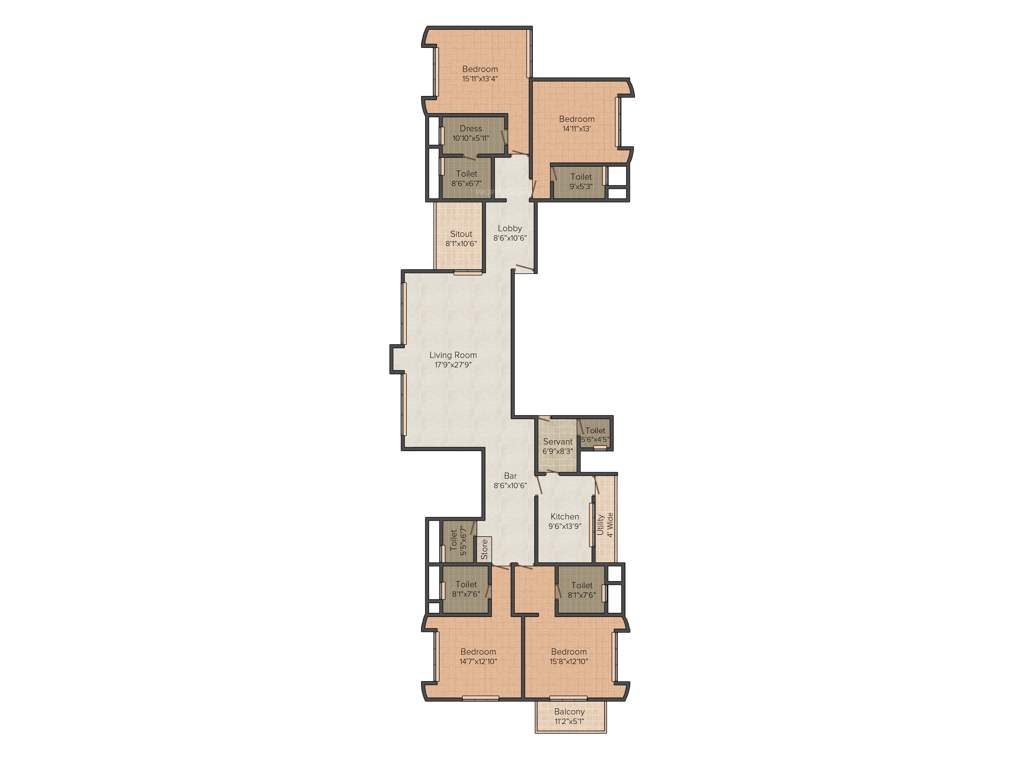 Clover Olympus (4BHK+4T (3,260 sq ft) Servant Room 3260 sq ft)