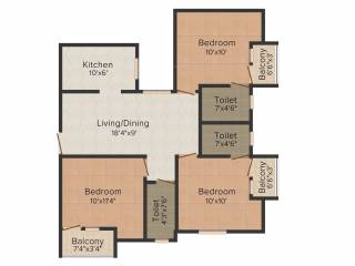 MACC Soorya (3BHK+3T (1,121 sq ft) 1121 sq ft)