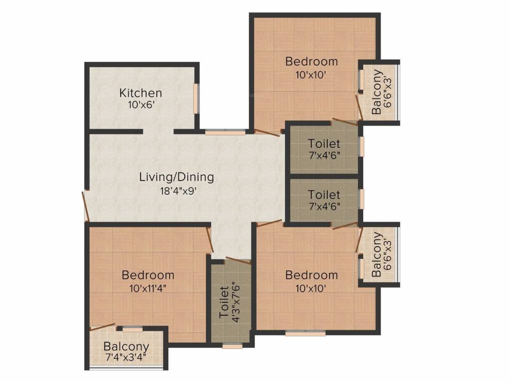 MACC Soorya (3BHK+3T (1,121 sq ft) 1121 sq ft)
