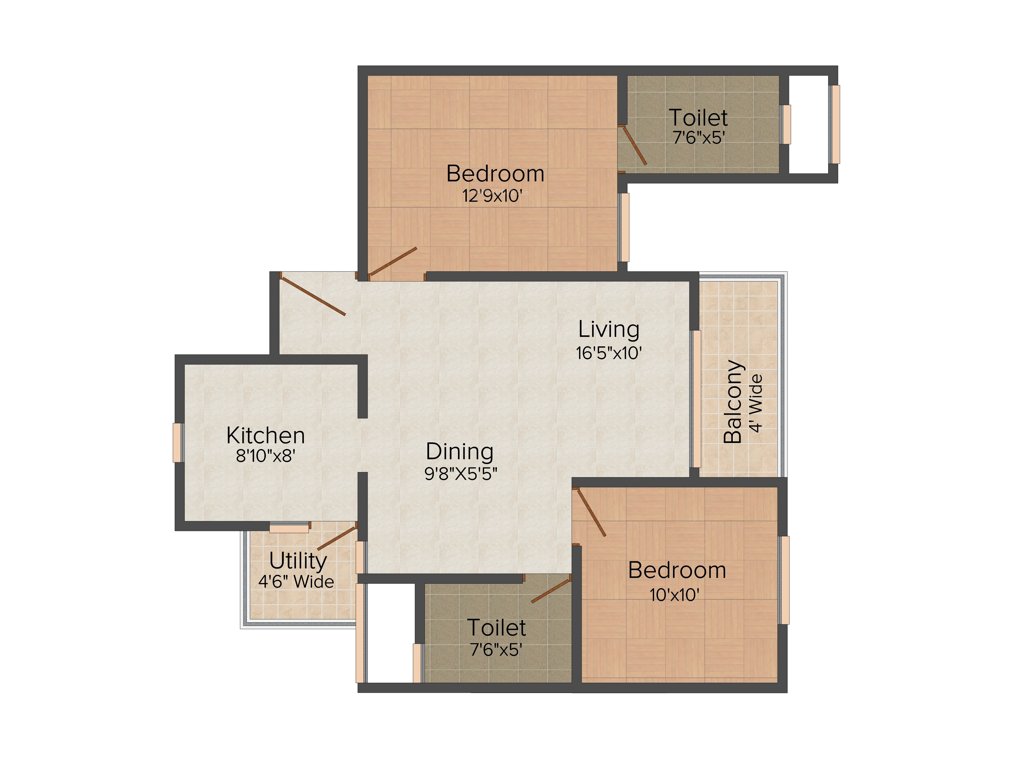Plaza Pristine Acres Phase 2 (2BHK+2T (912 sq ft) 912 sq ft)