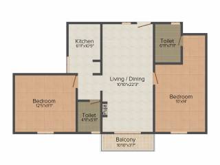 Plaza Group Verdant Acres Phase2 2BHK+2T (1,032 sq ft)
