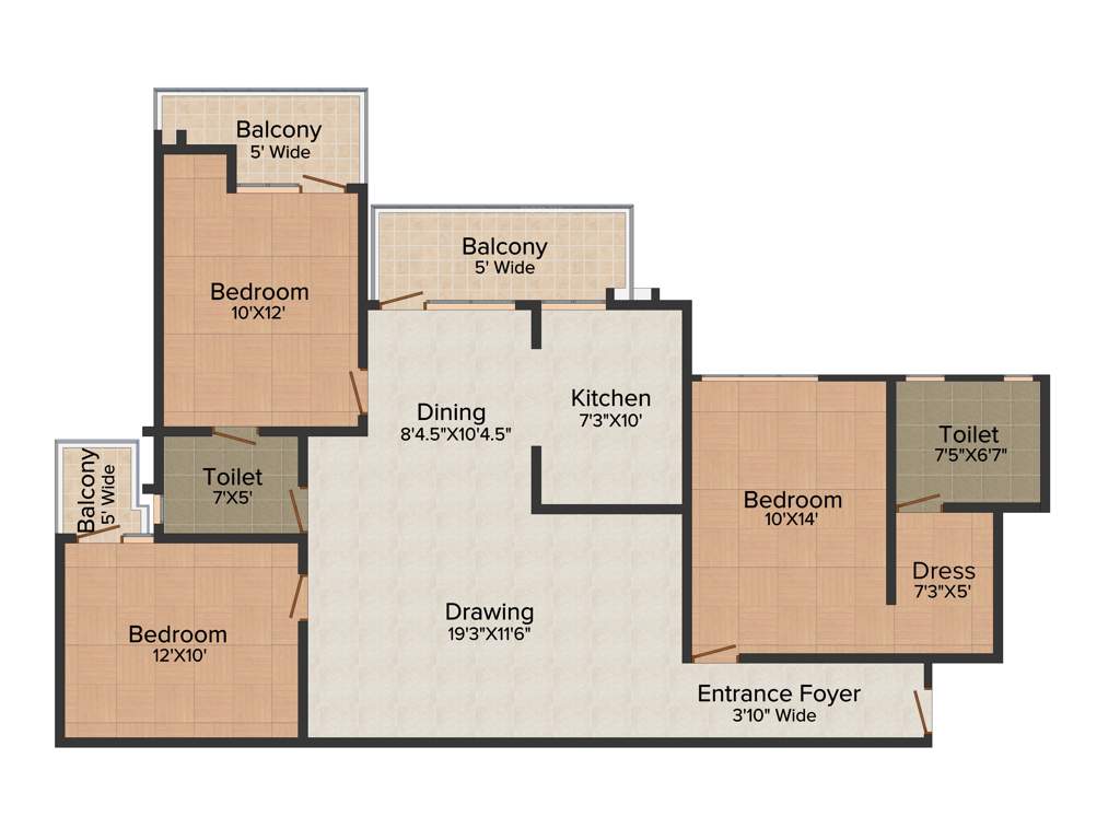 LandCraft River Heights (3BHK+2T (1,590 sq ft) 1590 sq ft)
