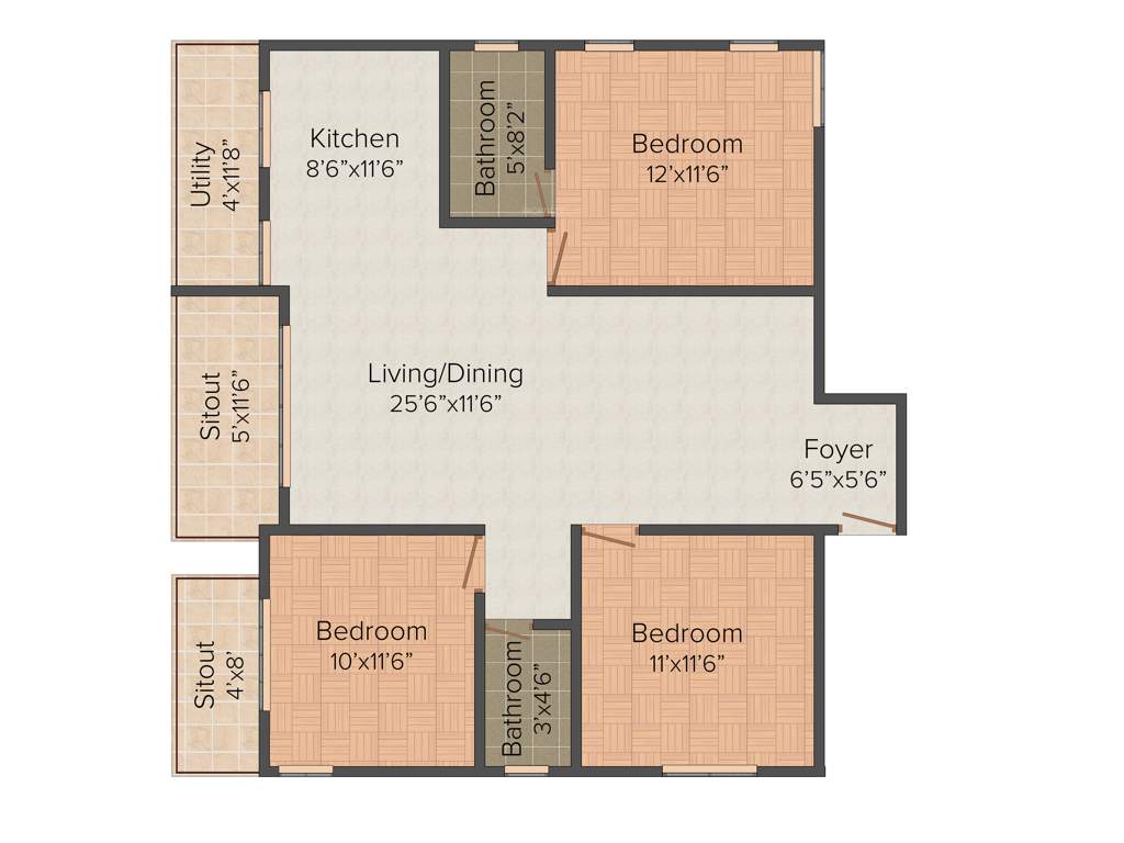 Aryan Build Estates Pvt Ltd Faery (3BHK+2T (1,416 sq ft) 1416 sq ft)