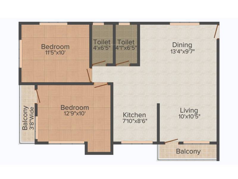 VAC Residency (2BHK+2T (1,004 sq ft) 1004 sq ft)