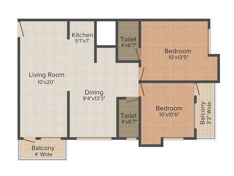 VAC Residency (2BHK+2T (1,055 sq ft) 1055 sq ft)