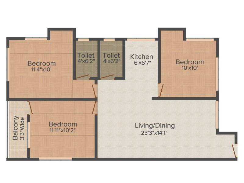 VAC Residency (3BHK+2T (1,051 sq ft) 1051 sq ft)