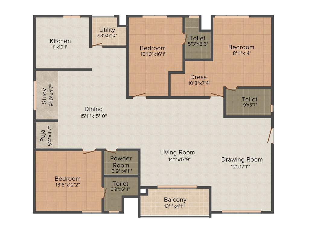 Lanco Hills Apartments (3BHK+4T (2,765 sq ft) 2765 sq ft)