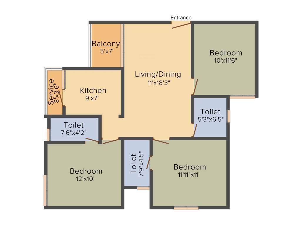 Optima Upgrade (3BHK+3T (1,150 sq ft) 1150 sq ft)