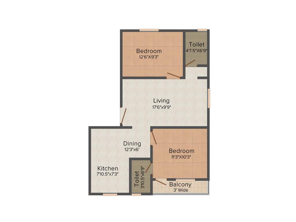 IKS Sahayadri (2BHK+2T (853 sq ft) 853 sq ft)