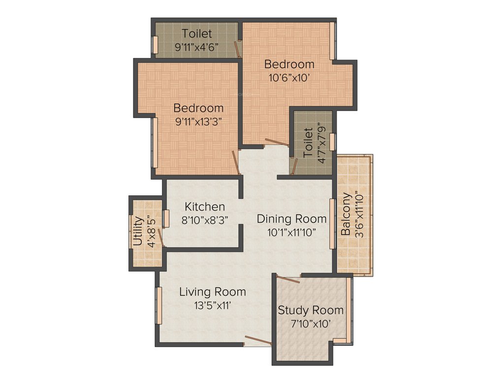 Jaag Achyutha Square (2BHK+2T (1,268 sq ft) 1268 sq ft)