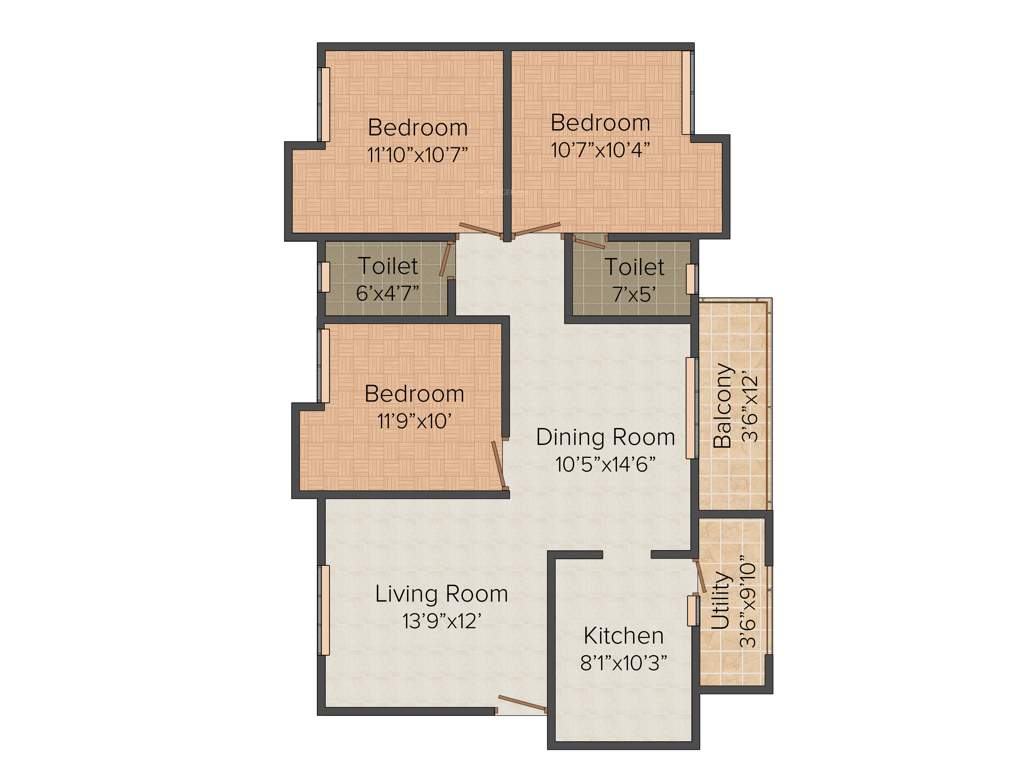 Jaag Achyutha Square (3BHK+2T (1,421 sq ft) 1421 sq ft)