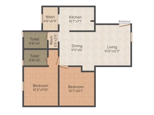 Sterling Bhandari (2BHK+2T (975 sq ft) 975 sq ft)