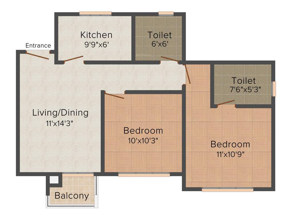 Siddha Happyville (2BHK+2T (910 sq ft) 910 sq ft)
