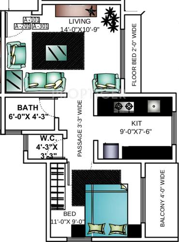 Ashapura Asha Palms (1BHK+1T (580 sq ft) 580 sq ft)