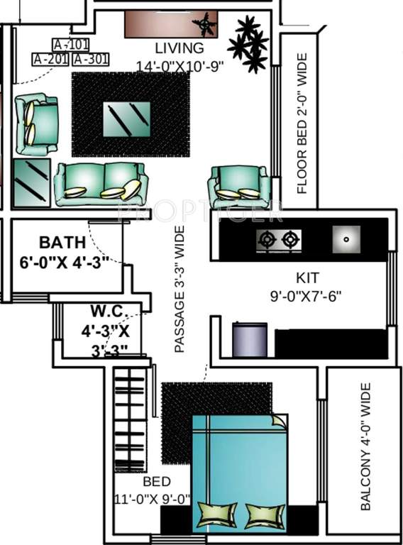 Ashapura Asha Palms (1BHK+1T (580 sq ft) 580 sq ft)