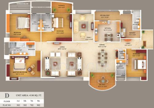 Amar Renaissance (4BHK+4T (4,180 sq ft)   Servant Room 4180 sq ft)