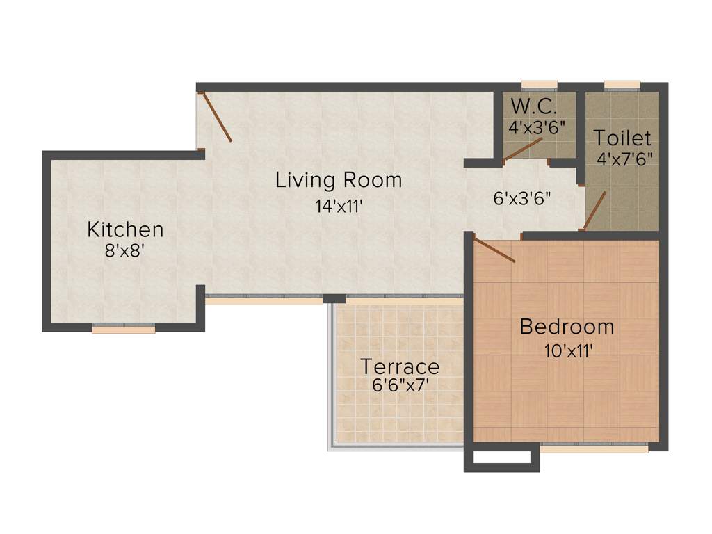 Guardian Lake Shire (1BHK+1T (595 sq ft) 595 sq ft)