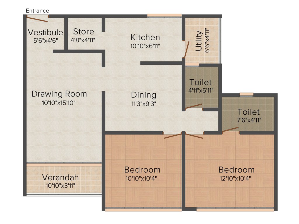 Gala Haven (2BHK+2T (1,300 sq ft) 1300 sq ft)