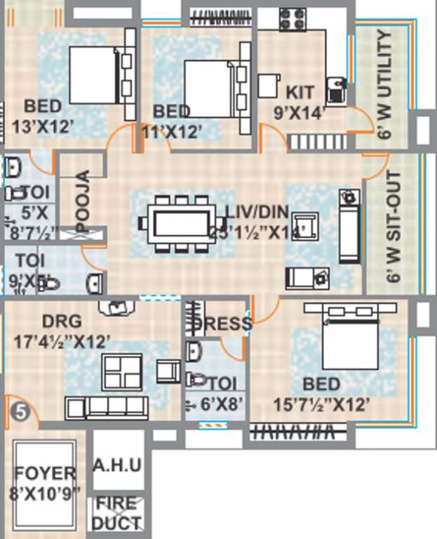 Meenakshi Sky Lounge (3BHK+3T (2,445 sq ft)   Pooja Room 2445 sq ft)