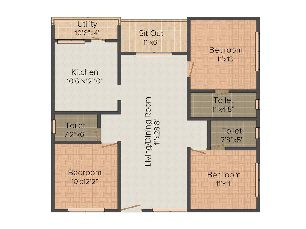 Radiant Heritage (3BHK+3T (1,535 sq ft) 1535 sq ft)