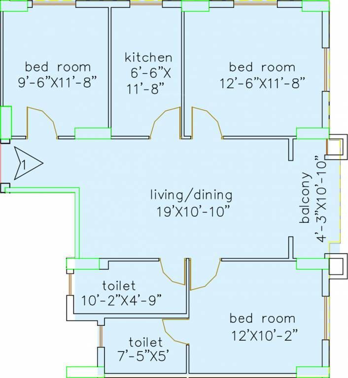 Loharuka Green Heights (3BHK+2T (1,190 sq ft) 1190 sq ft)