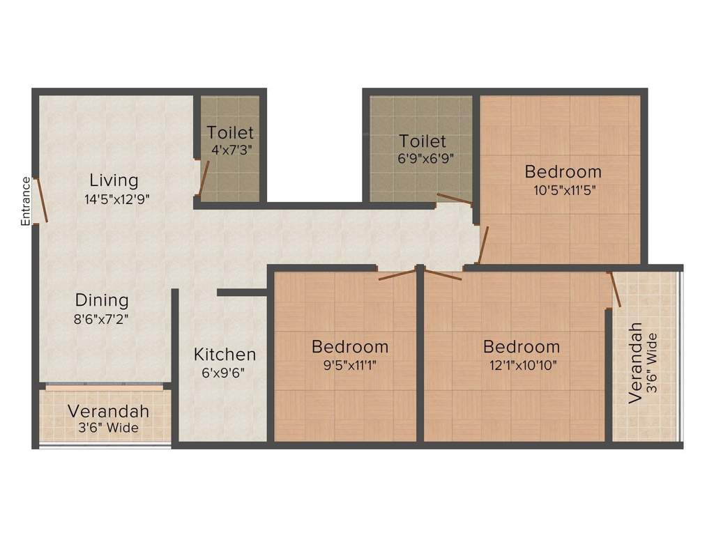 Unique Pearl (3BHK+2T (1,300 sq ft) 1300 sq ft)