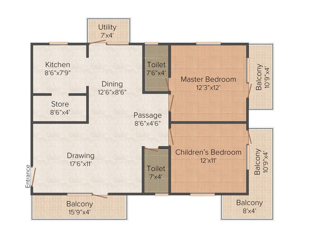 Bindu Amulya (2BHK+2T (1,233 sq ft) 1233 sq ft)