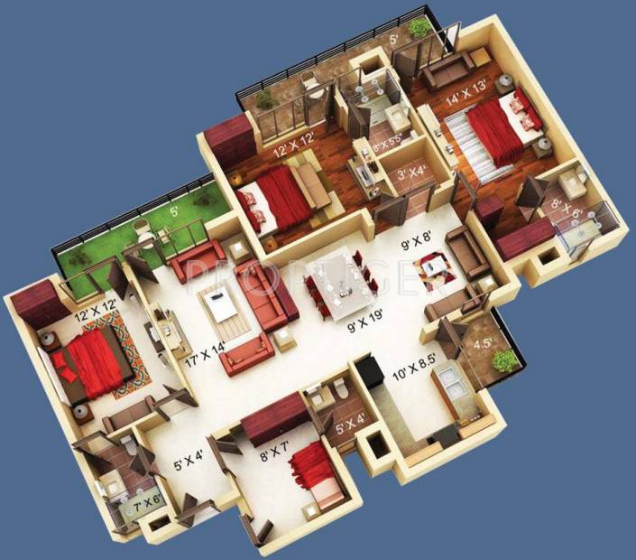 Revanta Kings Court (3BHK+4T (1,775 sq ft) + Servant Room 1775 sq ft)