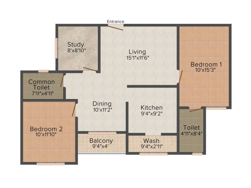 Shrusti Vedanshi (2BHK+2T (1,250 sq ft)   Study Room 1250 sq ft)