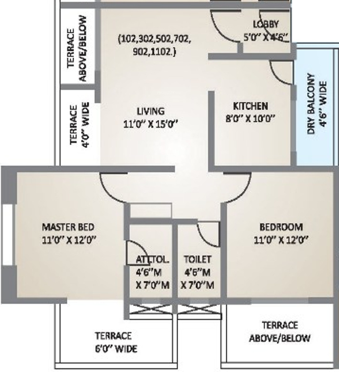 Kohinoor Begonia (2BHK+2T (830 sq ft) 830 sq ft) Kohinoor Begonia (2BHK+2T (830 sq ft) 830 sq ft)