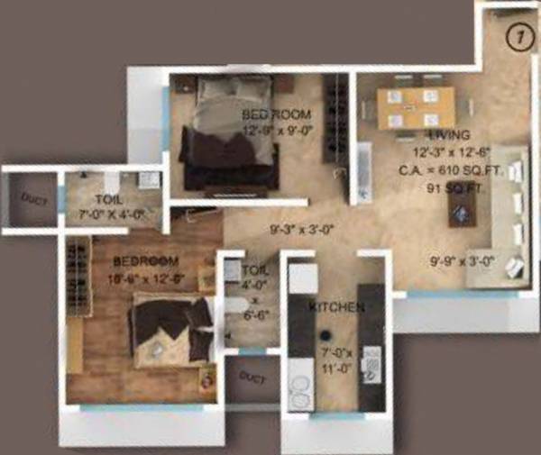 Navkar Grooup Aditya (2BHK+2T (976 sq ft) 976 sq ft)