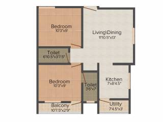 Oyester Laurels (2BHK+2T (768 sq ft) 768 sq ft) Oyester Laurels (2BHK+2T (768 sq ft) 768 sq ft)