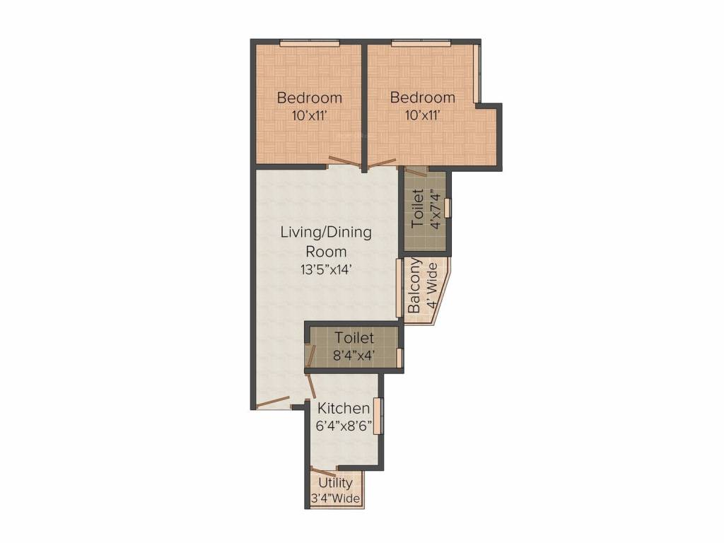 Merlin Uttara (2BHK+2T (850 sq ft) 850 sq ft)