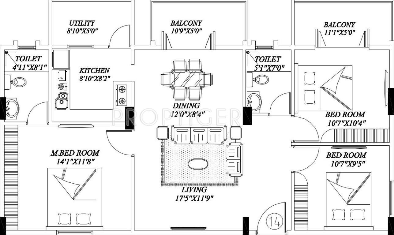 President Leon (3BHK+3T (1,330 sq ft) 1330 sq ft)
