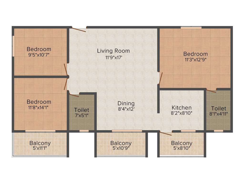 President Leon (3BHK+3T (1,565 sq ft) 1565 sq ft)