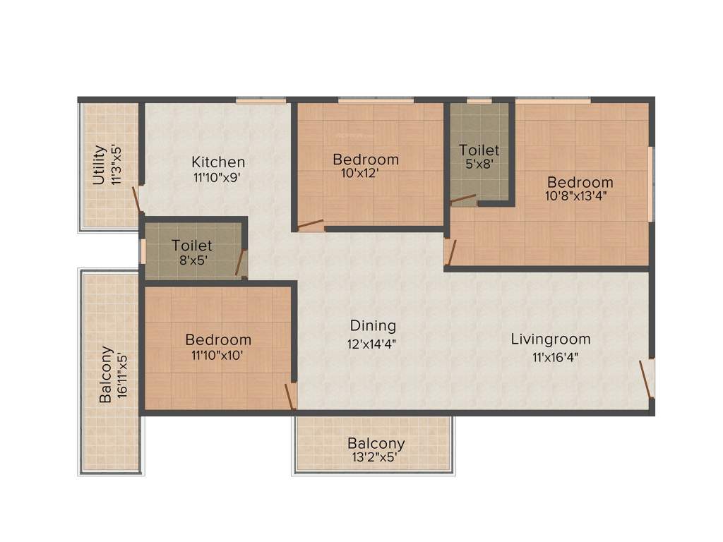 President Leon (3BHK+3T (1,900 sq ft) 1900 sq ft)