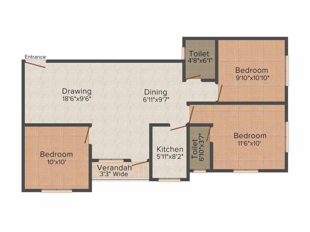 Rajwada Nirvana (3BHK+2T (1,180 sq ft) 1180 sq ft) Rajwada Nirvana (3BHK+2T (1,180 sq ft) 1180 sq ft)