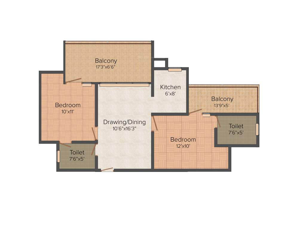 Ace Platinum Zeta 1 (2BHK+2T (1,050 sq ft) 1050 sq ft)