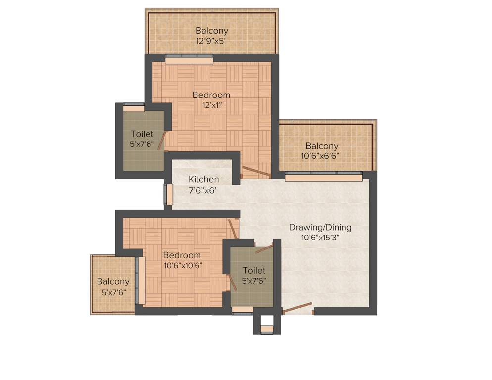 Ace Platinum Zeta 1 (2BHK+2T (1,150 sq ft) 1150 sq ft)