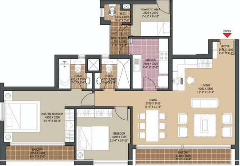 Unitech Harmony (2BHK+3T (1,574 sq ft) 1574 sq ft) Unitech Harmony (2BHK+3T (1,574 sq ft) 1574 sq ft)