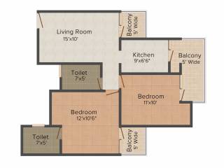 Aims Angel Golf Avenue II (2BHK+2T (930 sq ft) + Study Room 930 sq ft)