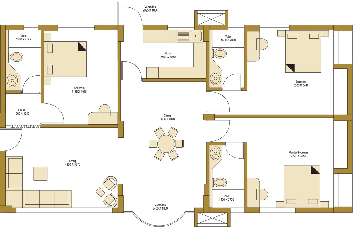 Bengal Peerless Avidipta (3BHK+3T (1,566 sq ft) 1566 sq ft)