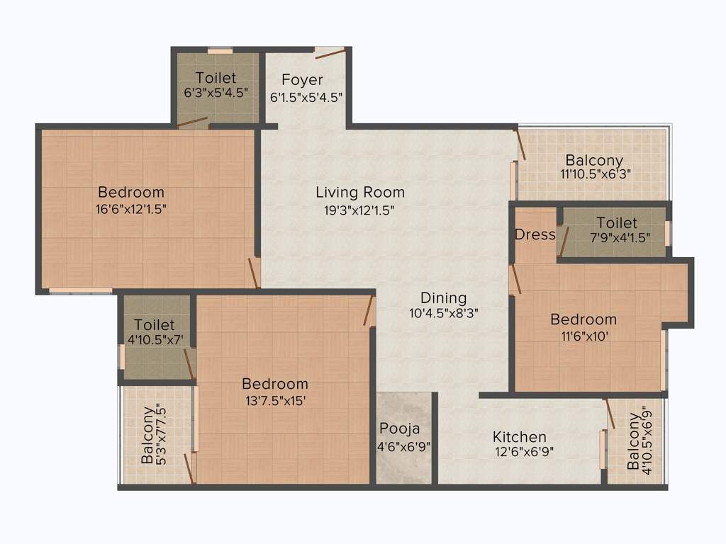 Pace Adarsa (3BHK+3T (1,715 sq ft)   Pooja Room 1715 sq ft)