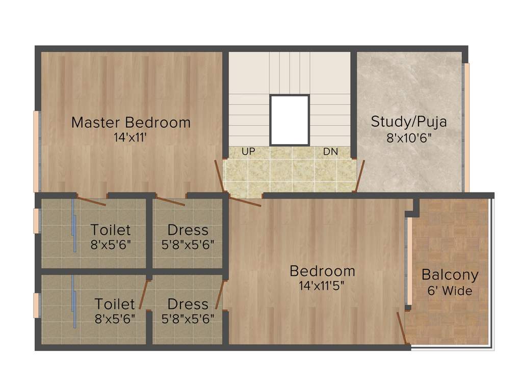 Unitech Palm Premiere (4BHK+4T (1,915 sq ft) Study Room 1915 sq ft)