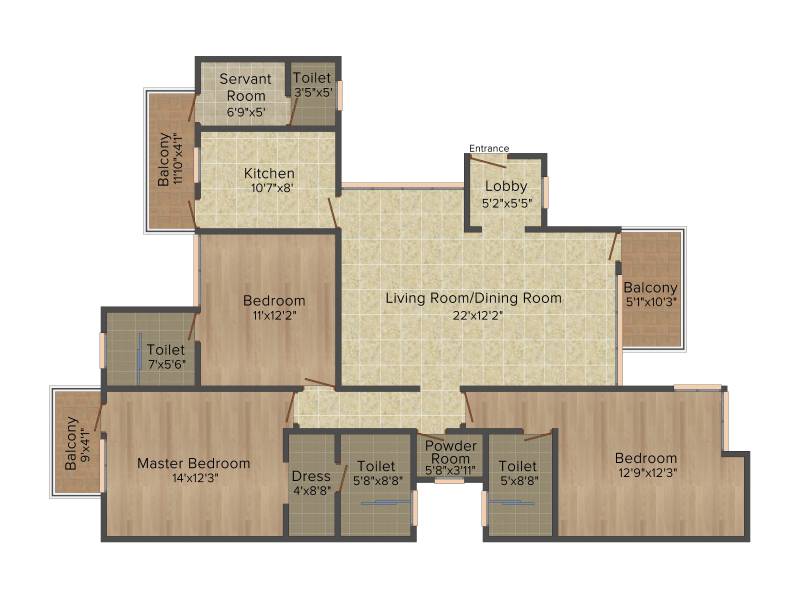 Unitech Uni Homes (3BHK+4T (1,646 sq ft) + Servant Room 1646 sq ft)