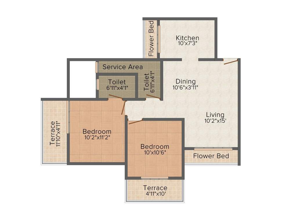 Jewel Ekvira (2BHK+2T (1,135 sq ft) 1135 sq ft)