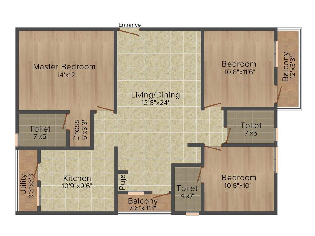 Sare Dewy Terraces (3BHK+3T (1,472 sq ft) + Pooja Room 1472 sq ft)