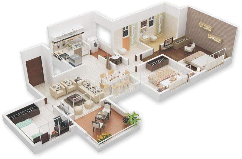 Oxford Olympia (3BHK+3T (1,099 sq ft) + Study Room 1099 sq ft)